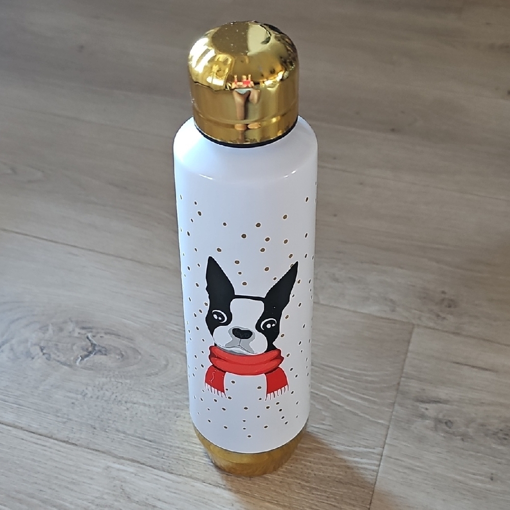 Crown & Ivy Gold and White Dog Print Bottle